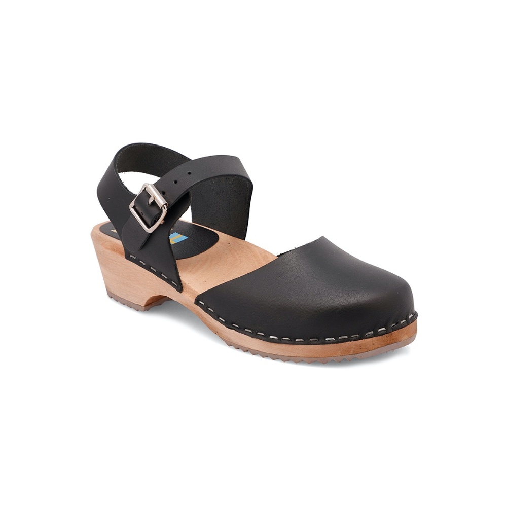 MIA SOFIA Black Leather Swedish Clog - Size 8 - Good Used Condition